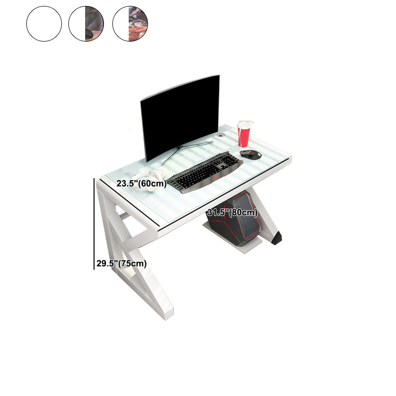 Contemporary Glass Rectangular Gaming Desk Mirrored Writing Desk for Home