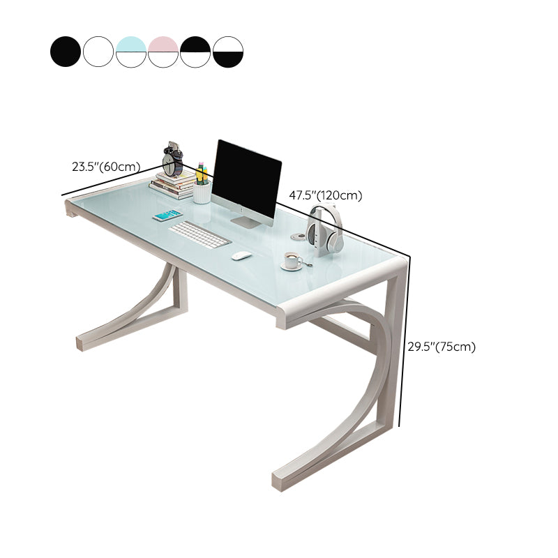 Rectangular Contemporary Computer Desk Glass Office Desk with Monitor Stand