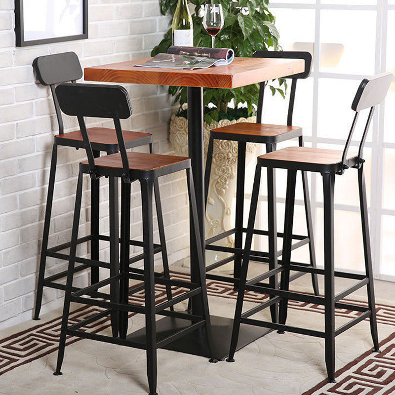 Industrial Brown Solid Wood Table Bar Dining Table for Kitchen Living Room