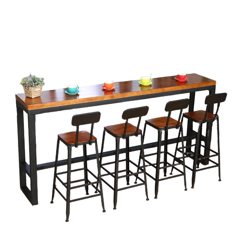 Industrial Brown Solid Wood Table Bar Dining Table for Kitchen Living Room