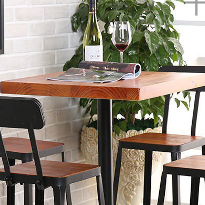 Industrial Brown Solid Wood Table Bar Dining Table for Kitchen Living Room