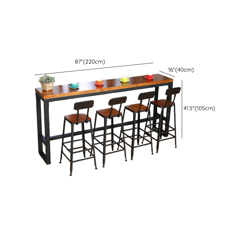 Industrial Brown Solid Wood Table Bar Dining Table for Kitchen Living Room