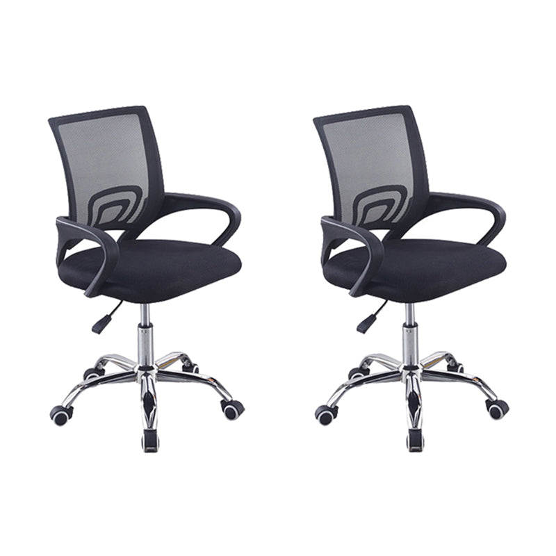 Modern Desk Chair in Black Mesh Computer Chair Mid-Back Chair with Wheels