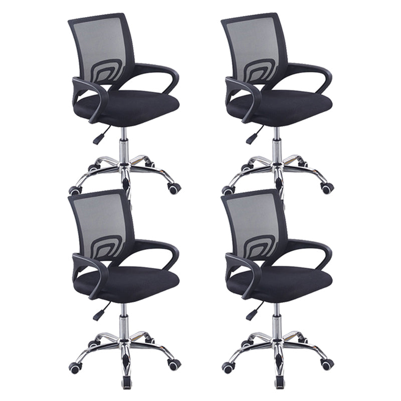 Modern Desk Chair in Black Mesh Computer Chair Mid-Back Chair with Wheels