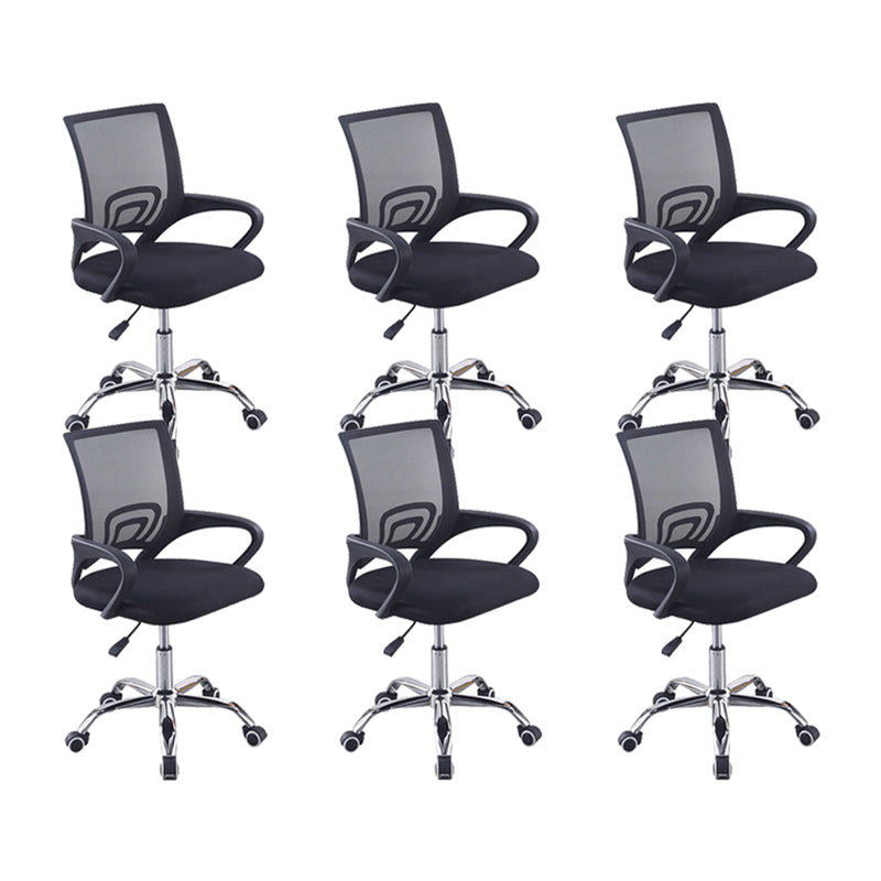 Modern Desk Chair in Black Mesh Computer Chair Mid-Back Chair with Wheels