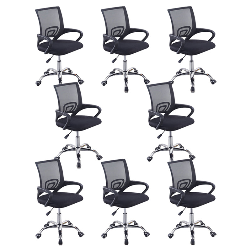 Modern Desk Chair in Black Mesh Computer Chair Mid-Back Chair with Wheels