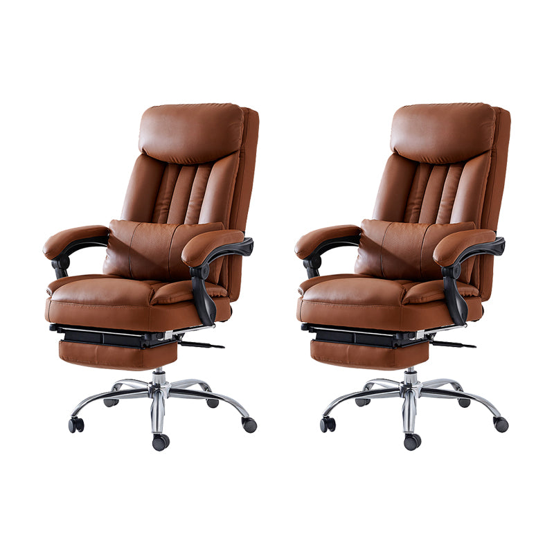 Modern Desk Chair Leather Computer Chair High-Back Chair in Brown