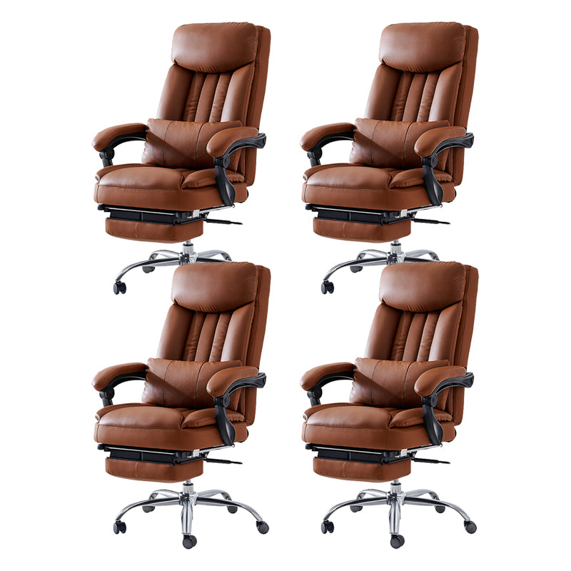 Modern Desk Chair Leather Computer Chair High-Back Chair in Brown