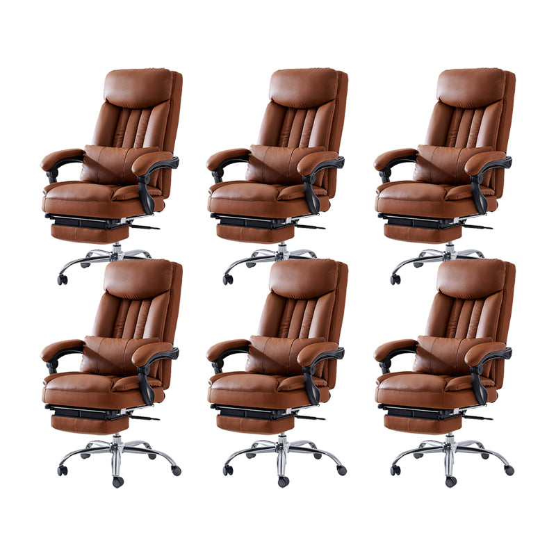 Modern Desk Chair Leather Computer Chair High-Back Chair in Brown