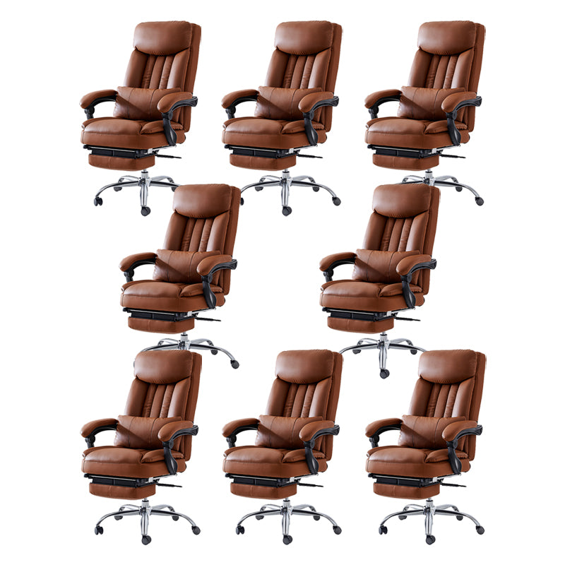 Modern Desk Chair Leather Computer Chair High-Back Chair in Brown