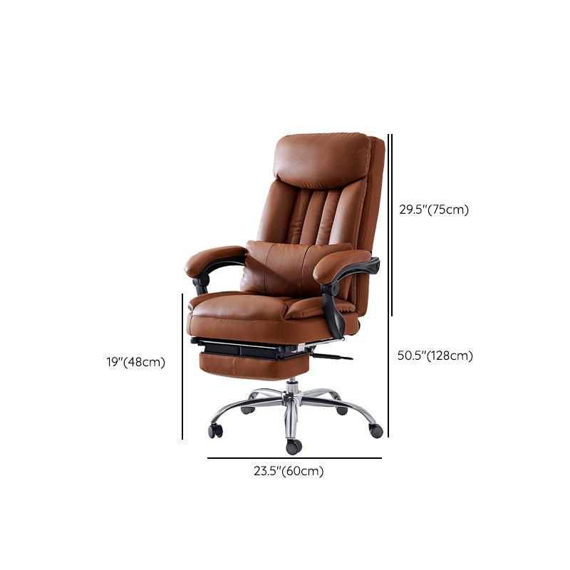 Modern Desk Chair Leather Computer Chair High-Back Chair in Brown