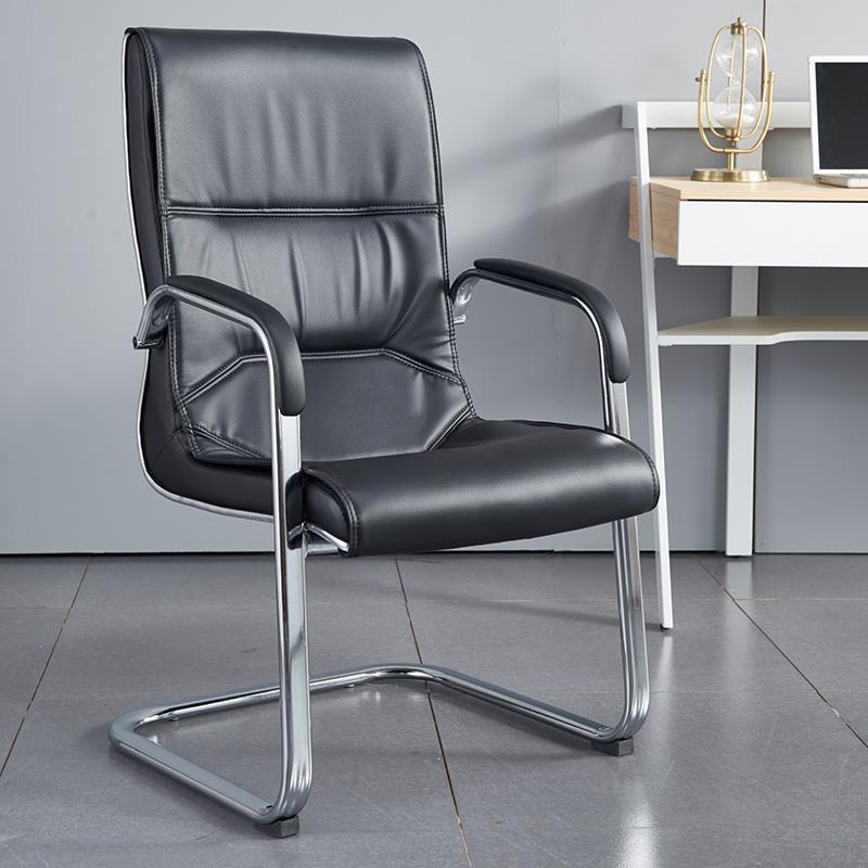 Contemporary Desk Chair Black Leather Arms Included Office Chair