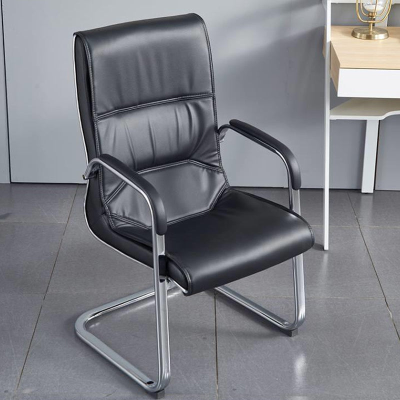 Contemporary Desk Chair Black Leather Arms Included Office Chair