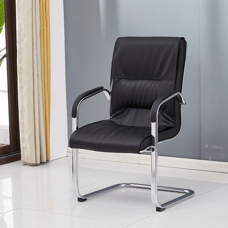 Contemporary Desk Chair Black Leather Arms Included Office Chair