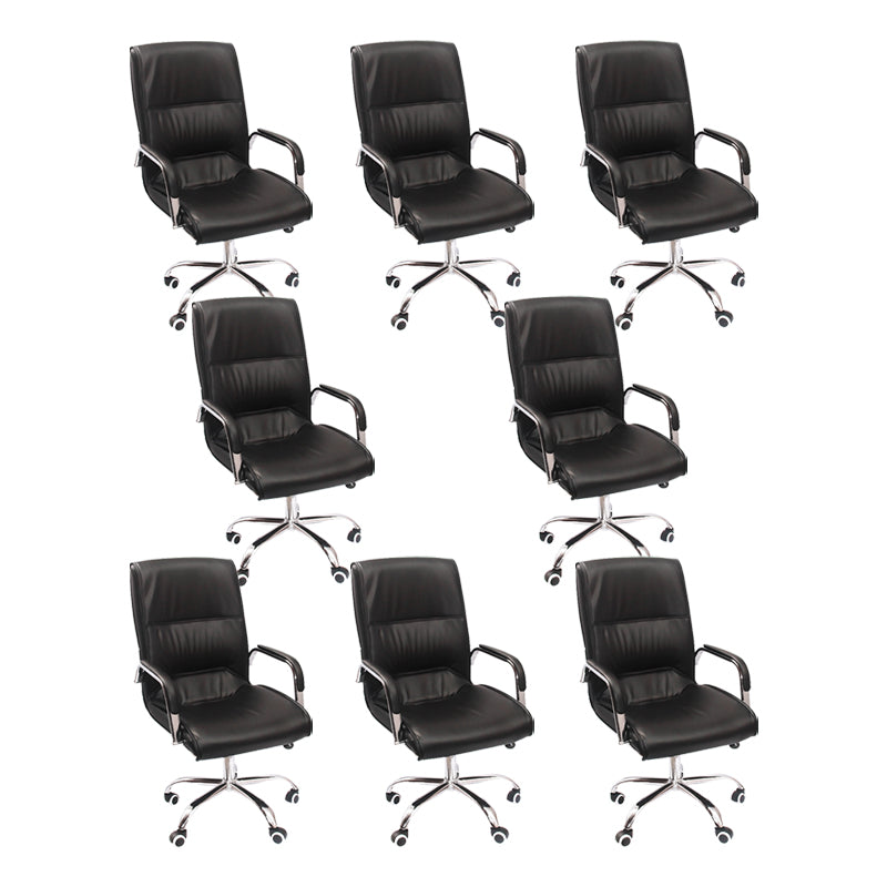 Contemporary Desk Chair Black Leather Arms Included Office Chair