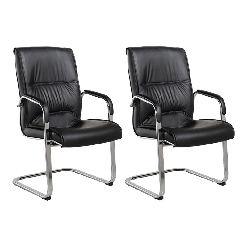 Contemporary Desk Chair Black Leather Arms Included Office Chair