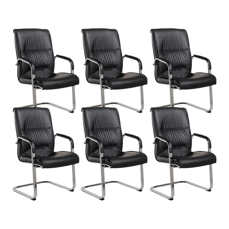 Contemporary Desk Chair Black Leather Arms Included Office Chair