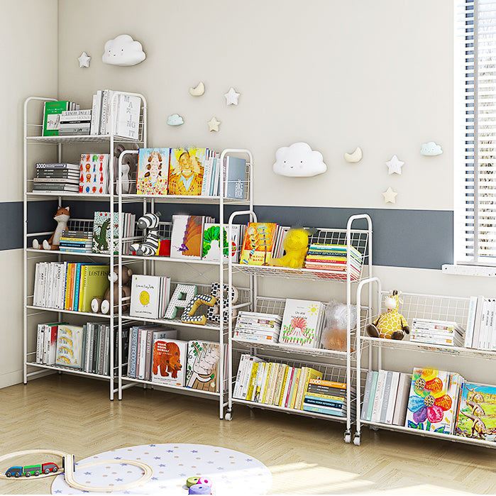 Contemporary Closed Back Bookshelf Metal Vertical Shelf Bookcase for Living Room