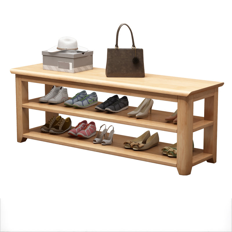 Modern Rubber Wood Bench Rectangle 15"Wide Accent Bench with Shoe Storage