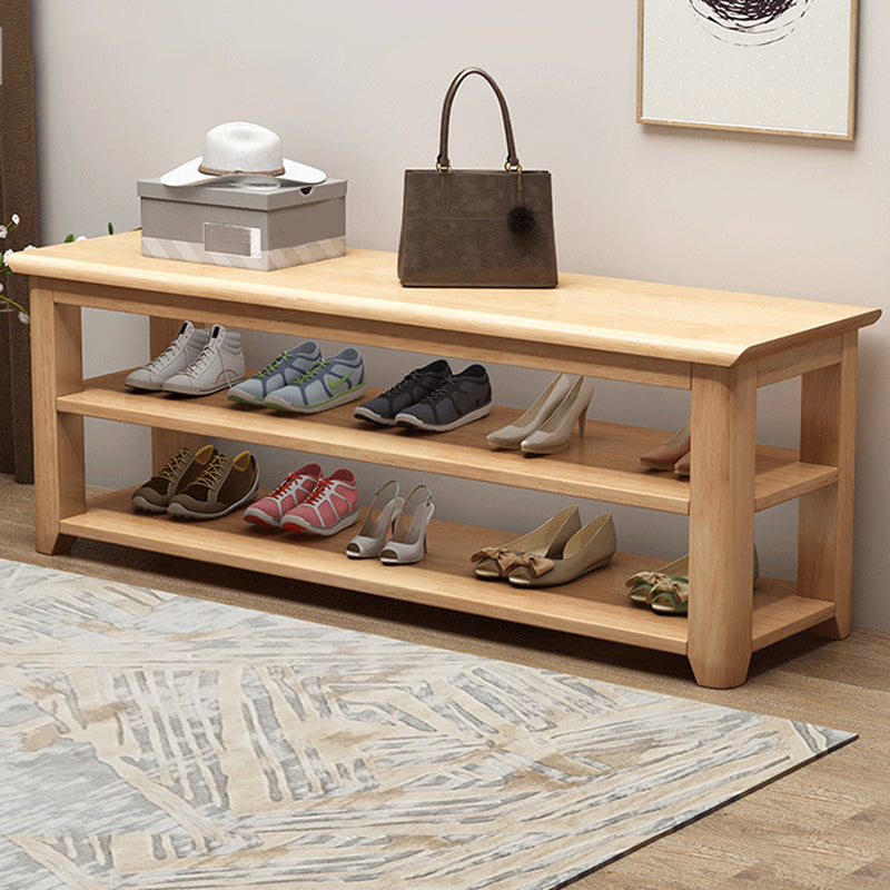 Modern Rubber Wood Bench Rectangle 15"Wide Accent Bench with Shoe Storage