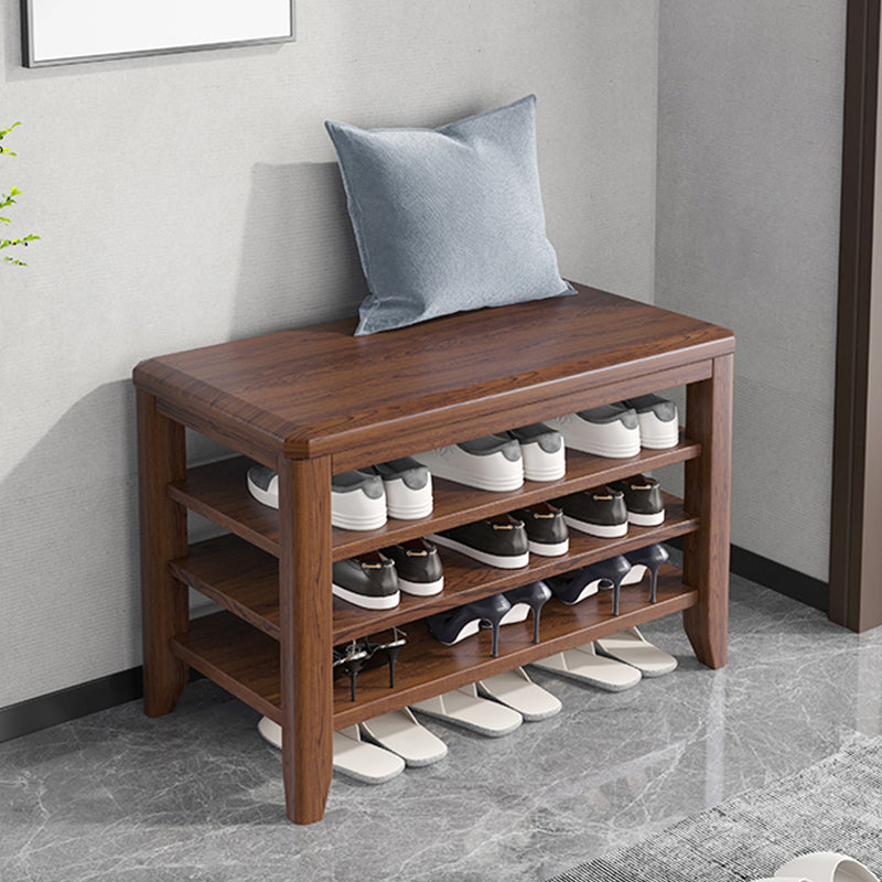 Modern Rubber Wood Bench Rectangle 12"Wide Seating Bench with Storage