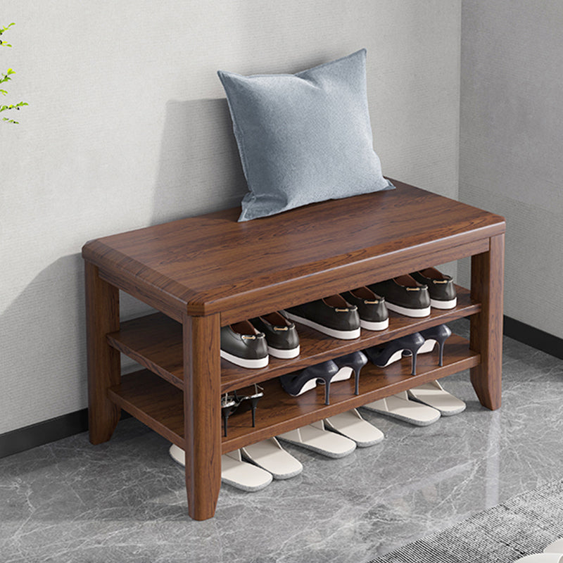 Modern Rubber Wood Bench Rectangle 12"Wide Seating Bench with Storage