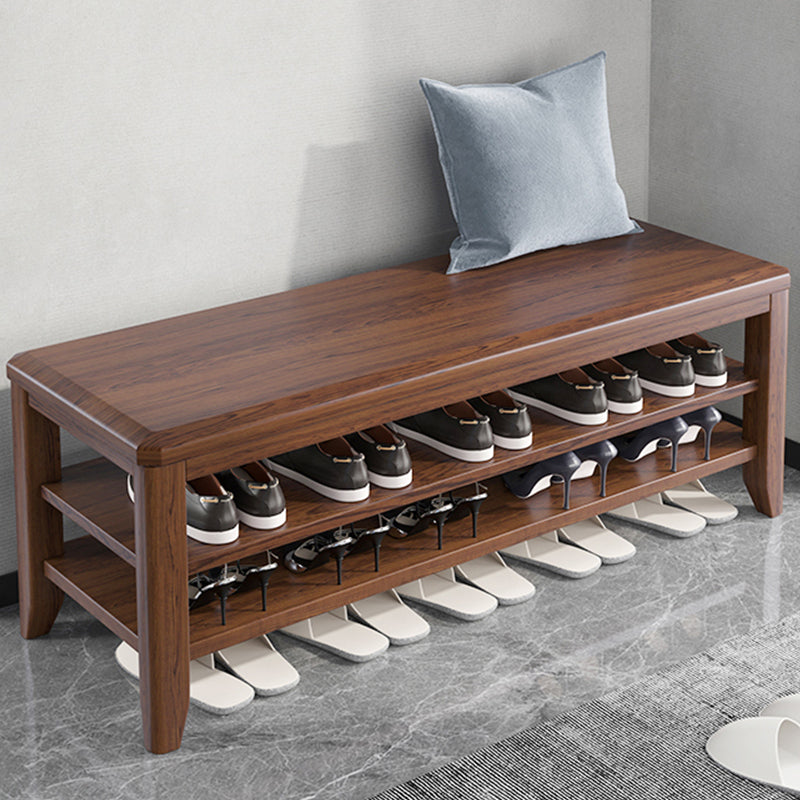 Modern Rubber Wood Bench Rectangle 12"Wide Seating Bench with Storage