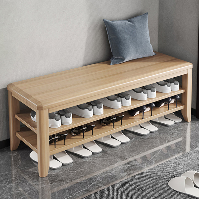 Modern Rubber Wood Bench Rectangle 12"Wide Seating Bench with Storage