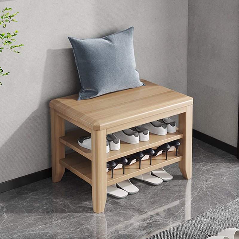 Modern Rubber Wood Bench Rectangle 12"Wide Seating Bench with Storage