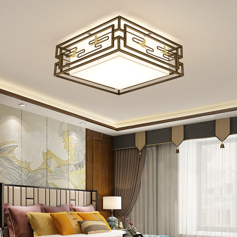 5-Lights Modern Style Flush Mount Fabric Ceiling Light in Brown for Bedroom