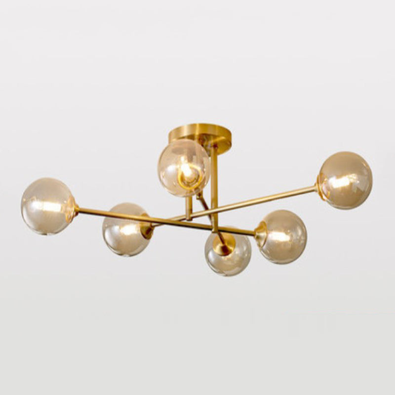 Modern Style Sputnik Flush Mount Metal Ceiling Light in Gold for Living Room