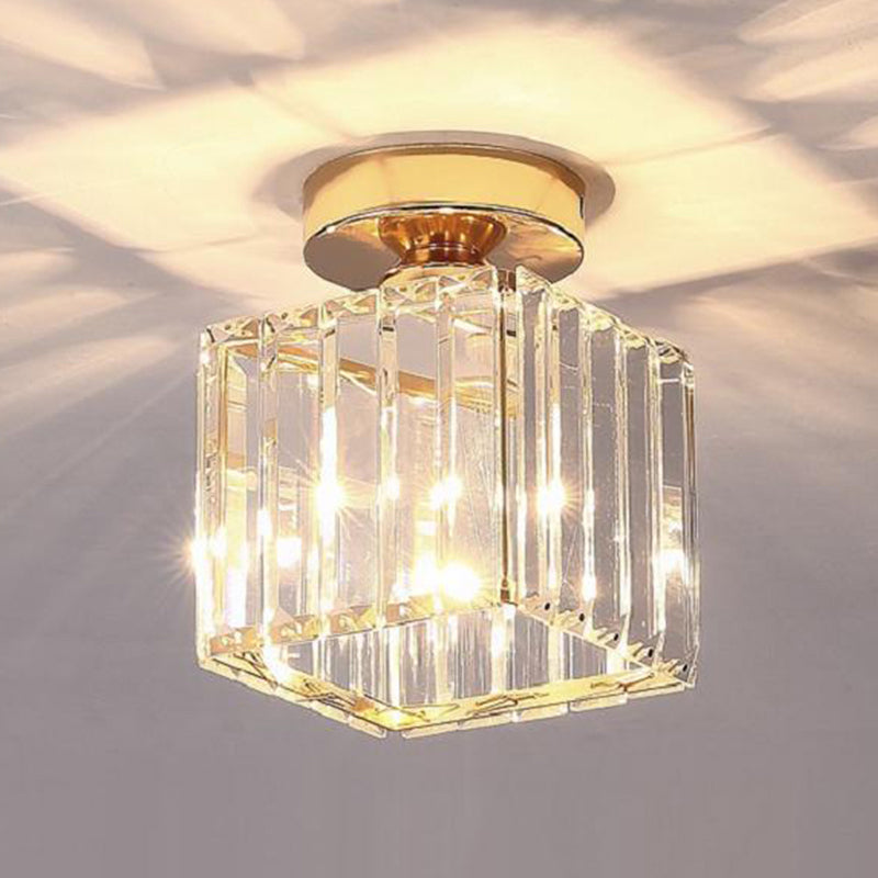 Crystal Flush Mount Lighting Fixtures Minimalist 1 Light Semi Flush Light