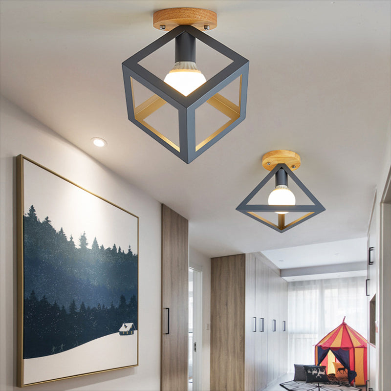 Geometric Shape Metal Flush Ceiling Light Modern 1 Light Flush Mount Light Fixture