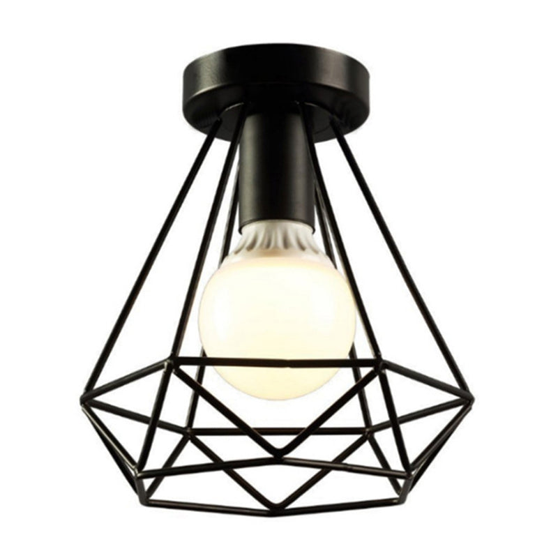 Geometric Shape Metal Flush Ceiling Light Modern 1 Light Flush Mount Light in Black