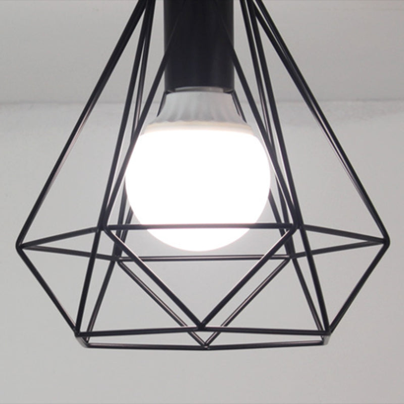 Geometric Shape Metal Flush Ceiling Light Modern 1 Light Flush Mount Light in Black