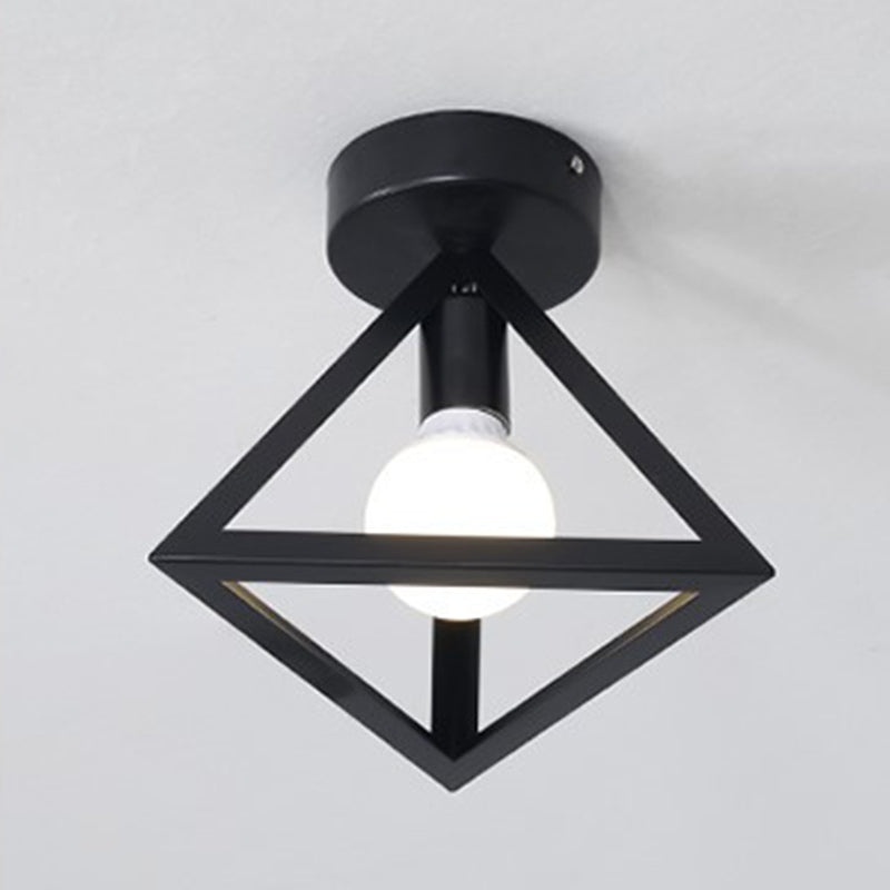 Metal Geometric Shape Flush Ceiling Light Modern 1 Light Flush Mount Light Fixture