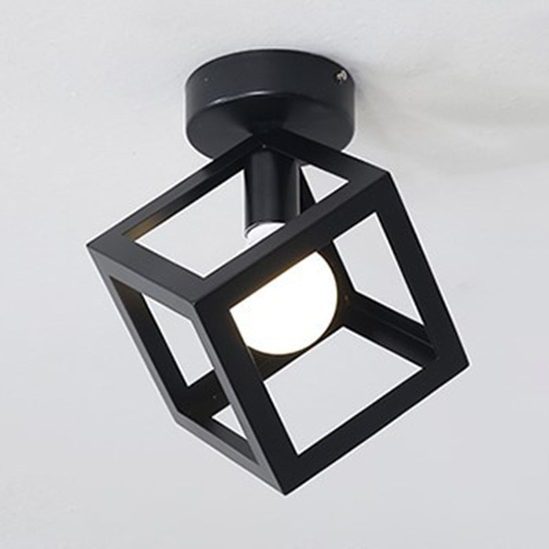 Metal Geometric Shape Flush Ceiling Light Modern 1 Light Flush Mount Light Fixture