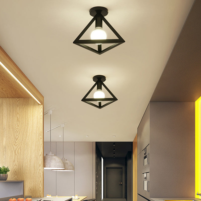 Metal Geometric Shape Flush Ceiling Light Modern 1 Light Flush Mount Light Fixture