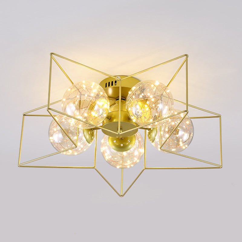 Star Shape Metal Flush Ceiling Light Modern 5 Lights Flush Mount Light Fixture