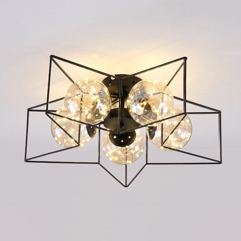 Star Shape Metal Flush Ceiling Light Modern 5 Lights Flush Mount Light Fixture