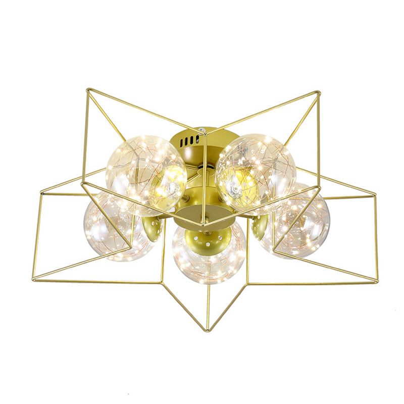 Star Shape Metal Flush Ceiling Light Modern 5 Lights Flush Mount Light Fixture