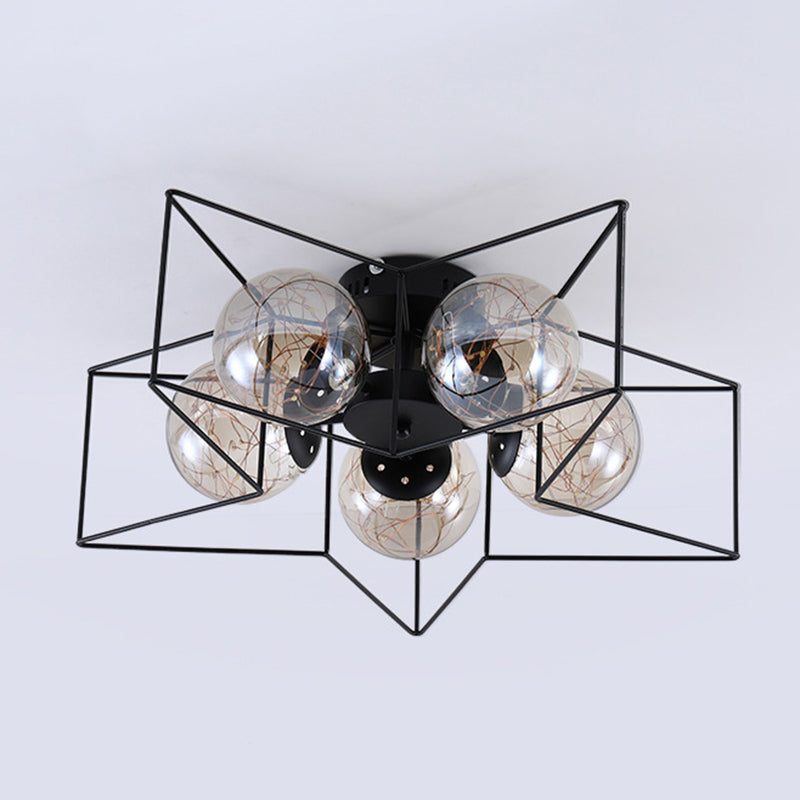 Star Shape Metal Flush Ceiling Light Modern 5 Lights Flush Mount Light Fixture