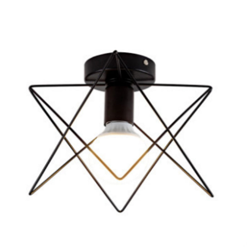 Geometric Shape Metal Flush Ceiling Light Modern 1 Light Flush Mount Light in Black