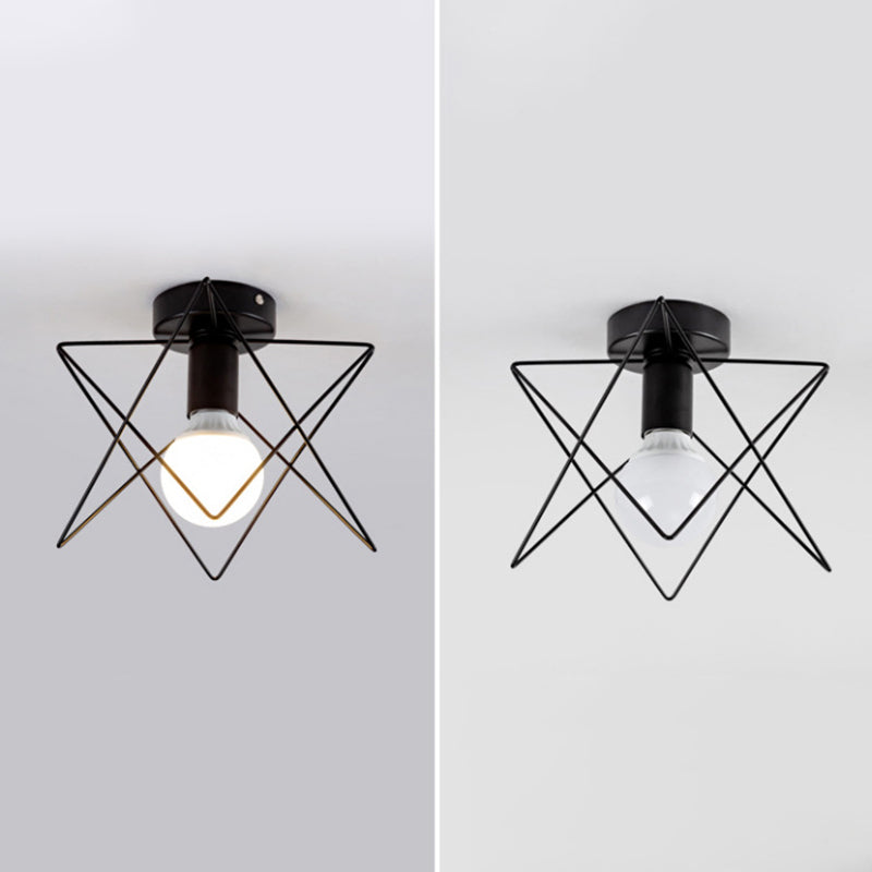 Geometric Shape Metal Flush Ceiling Light Modern 1 Light Flush Mount Light in Black