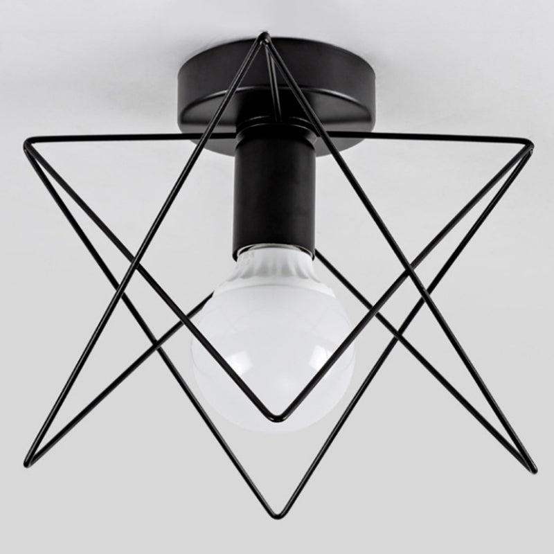 Geometric Shape Metal Flush Ceiling Light Modern 1 Light Flush Mount Light in Black