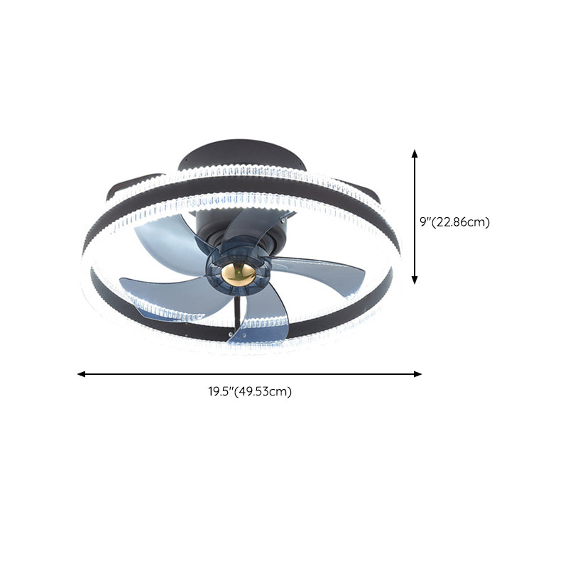 5-Blade Modern LED Ceiling Fan Metallic Black Fan with Light for Home