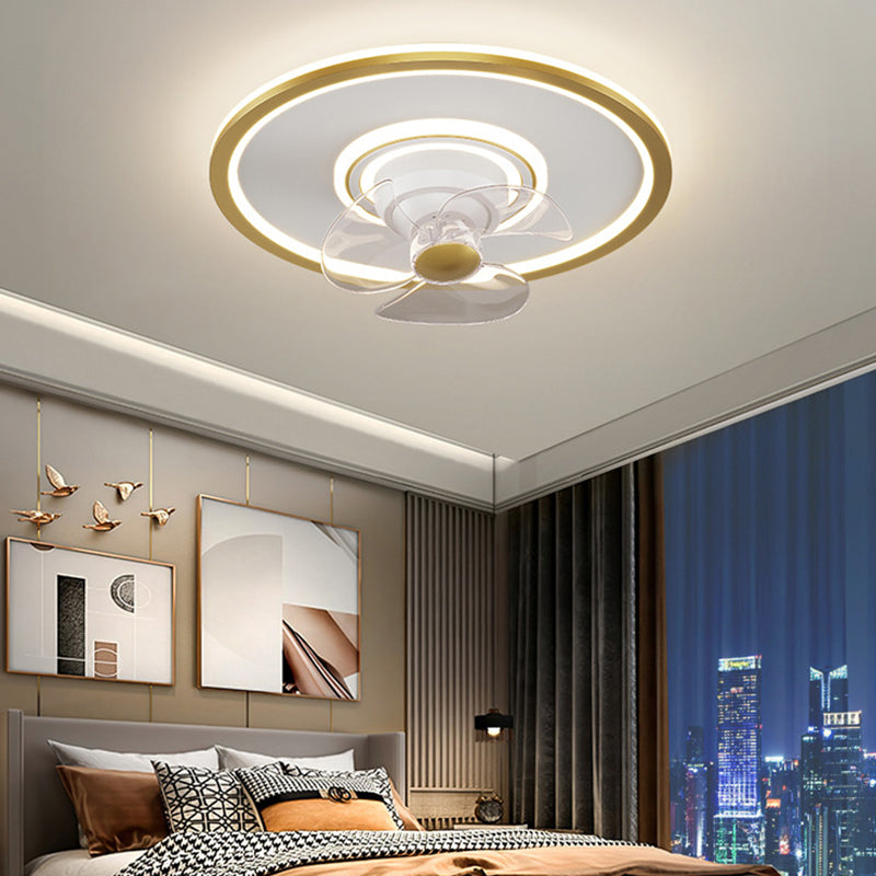 3-Blade LED Ceiling Fan Modernism Polish Finish Fan with Light for Home