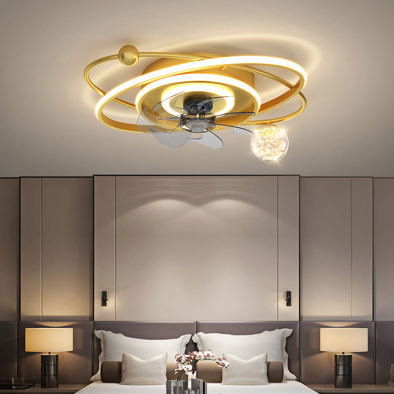 Golden/Black Fan with Light Modernism 7-Blade LED Ceiling Fan for Home