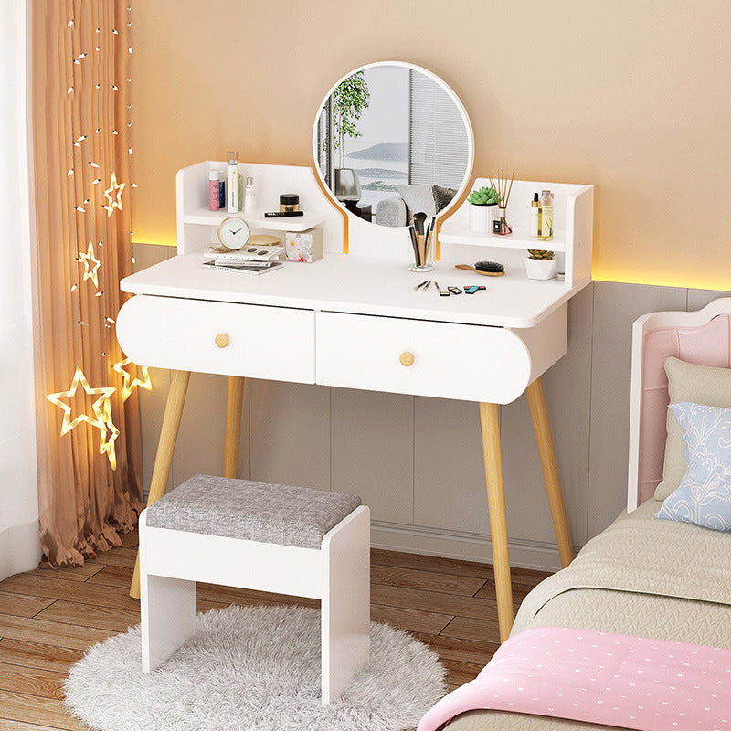 Modern Makeup Vanity Desk with Mirror and Storage Shelves, 47.25"