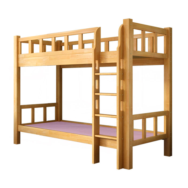 Mid-Century Modern Headboard Bunk Bed Solid Wood Bed with Footboard